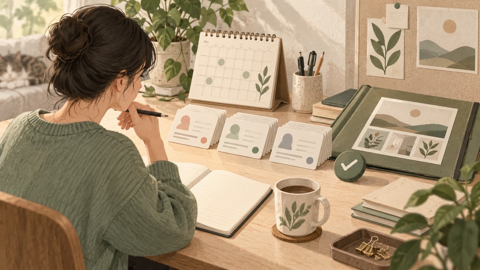 自由职业者整理合作意向与服务时间的概念插画